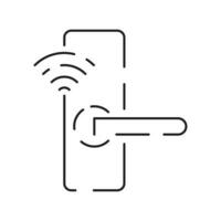 Collection of smart house linear icons - control of lighting, heating, air conditioning. Set of home automation and remote monitoring symbols drawn with thin contour lines. Vector illustration.