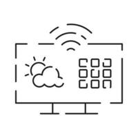 Collection of smart house linear icons - control of lighting, heating, air conditioning. Set of home automation and remote monitoring symbols drawn with thin contour lines. Vector illustration.