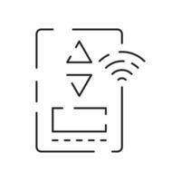 Collection of smart house linear icons - control of lighting, heating, air conditioning. Set of home automation and remote monitoring symbols drawn with thin contour lines. Vector illustration.