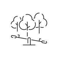 Park kid playground vector line icon. Rung and hawser bar on outside yard ground grass lawn. Freehand crossbar retro cartoon doodle silhouette graphic style.