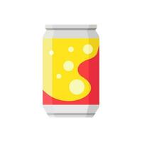 Soda in colored aluminum can icon isolated on white background. Soft drinks sign. Carbonated non-alcoholic water with different flavors. Drinks in colored packaging. Vector illustration.