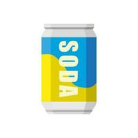 Soda in colored aluminum can icon isolated on white background. Soft drinks sign. Carbonated non-alcoholic water with different flavors. Drinks in colored packaging. Vector illustration.