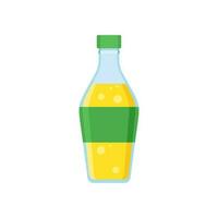 Beverages bottles, soda, lemon or orange and water. Snack vector illustration.