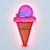 Ice cream, ice cream neon lights, ice cream white background high quality ai image generated photo