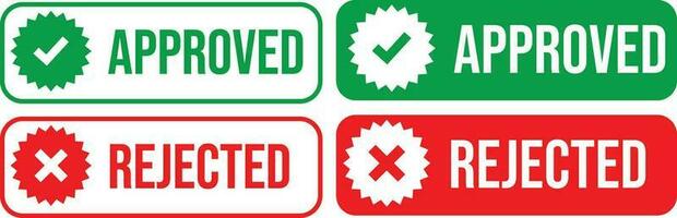 Button approved and rejected symbol vector