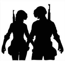 Battle Royale Silhouette Couple Gamers Illustration vector