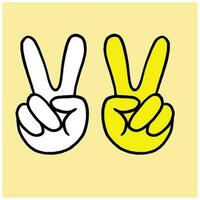 Hand gesture V sign for victory or peace line art vector icon for apps and websites