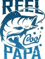 Reel Cool Papa - fit and perfect for fishing lover or father day gift. Blue gradient style vector