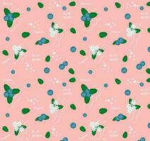 Seamless summer pattern pattern blueberry berries on pink background. EPS10 vector