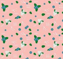 Seamless summer pattern pattern blueberry berries on pink background. EPS10 vector