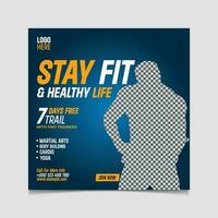 Vector stay fit gym and fitness social media post design