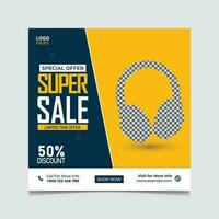 Vector super sale limited time offer social media post design