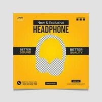 New and Exclusive Headphone Vector Social Media Post Design Template.