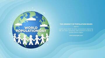 World population day background with a cutting paper people decoration and earth vector