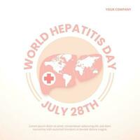 Square world hepatitis day background with a liver and world map vector