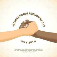 Square international friendship day background with shaking hands vector