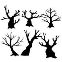 Black tree in the nature for decorate. the tree stands dead in the dry season. the black shadowof the tree. vector