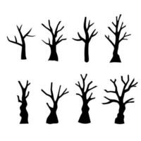 Black tree in the nature for decorate. the tree stands dead in the dry season. the black shadowof the tree. vector