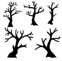 Black tree in the nature for decorate. the tree stands dead in the dry season. the black shadowof the tree. vector