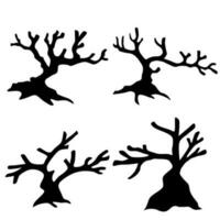 Black tree in the nature for decorate. the tree stands dead in the dry season. the black shadowof the tree. vector