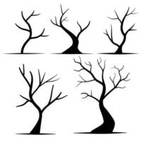 Black tree in the nature for decorate. the tree stands dead in the dry season. the black shadowof the tree. vector