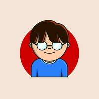 Cute cartoon boy with glasses. Vector illustration in flat style.