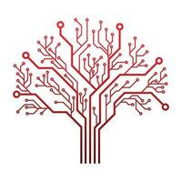 Abstract Circuit Board Tree Vector icon.