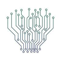 Circuit Board Tree Vector Icon.