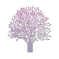 Abstract Circuit Board Tree Vector icon.