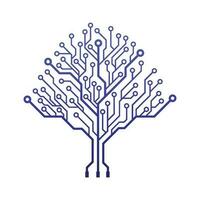 Circuit Board Tree Vector Icon.