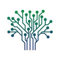 Abstract Circuit Board Tree Vector icon.