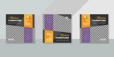 Modern Furniture social media post templates design vector