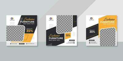 Modern Furniture social media post templates design vector