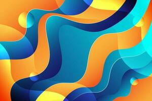 Gradient wave blue orange colorful abstract geometric design background vector