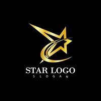 Gold Star icon Template vector illustration design isolated on black background