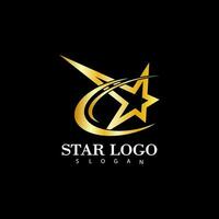 Gold Star icon Template vector illustration design isolated on black background