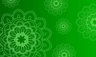 Vector gradient fresh green colours background with a pattern of mandala.