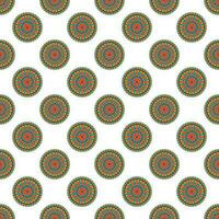 Seamless geometrical pattern with round floral mandalas. vector