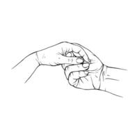 Two Hand drawn gesture sketch vector illustration line art