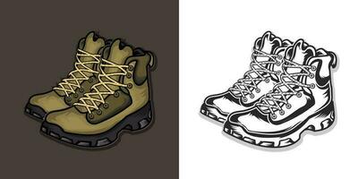 Hiking shoes  illustration set. Adventure hiking  vector set