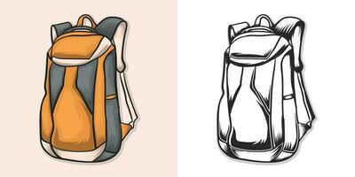 Adventure hiking school bag vector design.