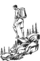 Hiking man on the mountine vector design