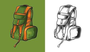 aventuras excursionismo colegio y problema bolso vector diseño.