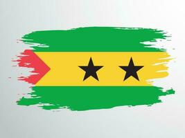 Flag of Sao Tome and Principe painted with a brush vector