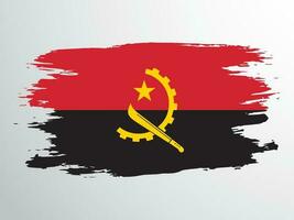 bandera de angola pintado con un cepillo vector