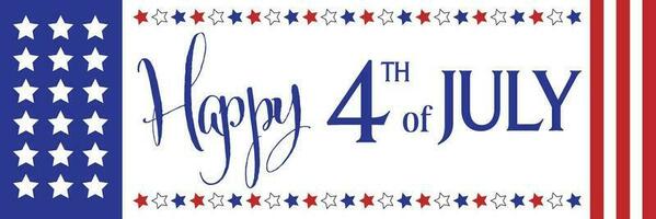 Happy 4th of July, Independence Day greeting card horizontal banner. Happy July Fourth. Vector