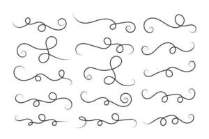 Vintage Filigree Swirls, calligraphy font style Decorative Elements, Text Ornaments curly thin line swings swashes, Flourishes Swirls, text divider, flourish Swirl ornament stroke, scroll design vector