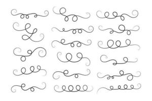 Vintage Filigree Swirls, calligraphy font style Decorative Elements, Text Ornaments curly thin line swings swashes, Flourishes Swirls, text divider, flourish Swirl ornament stroke, scroll design vector