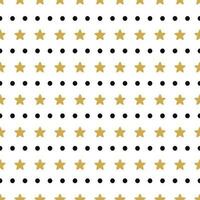 Bright abstract white modern seamless pattern with gold stars and black polka dot line Vector illustration for wrapping website invitation design Geometric gold black background texture Festive banner