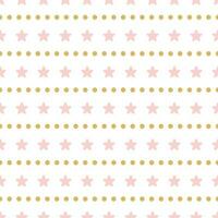 Bright abstract white modern seamless pattern with pink stars and golden polka dot lines Vector illustration for wrapping website invitation design Shiny gold background Golden texture Festive banner.